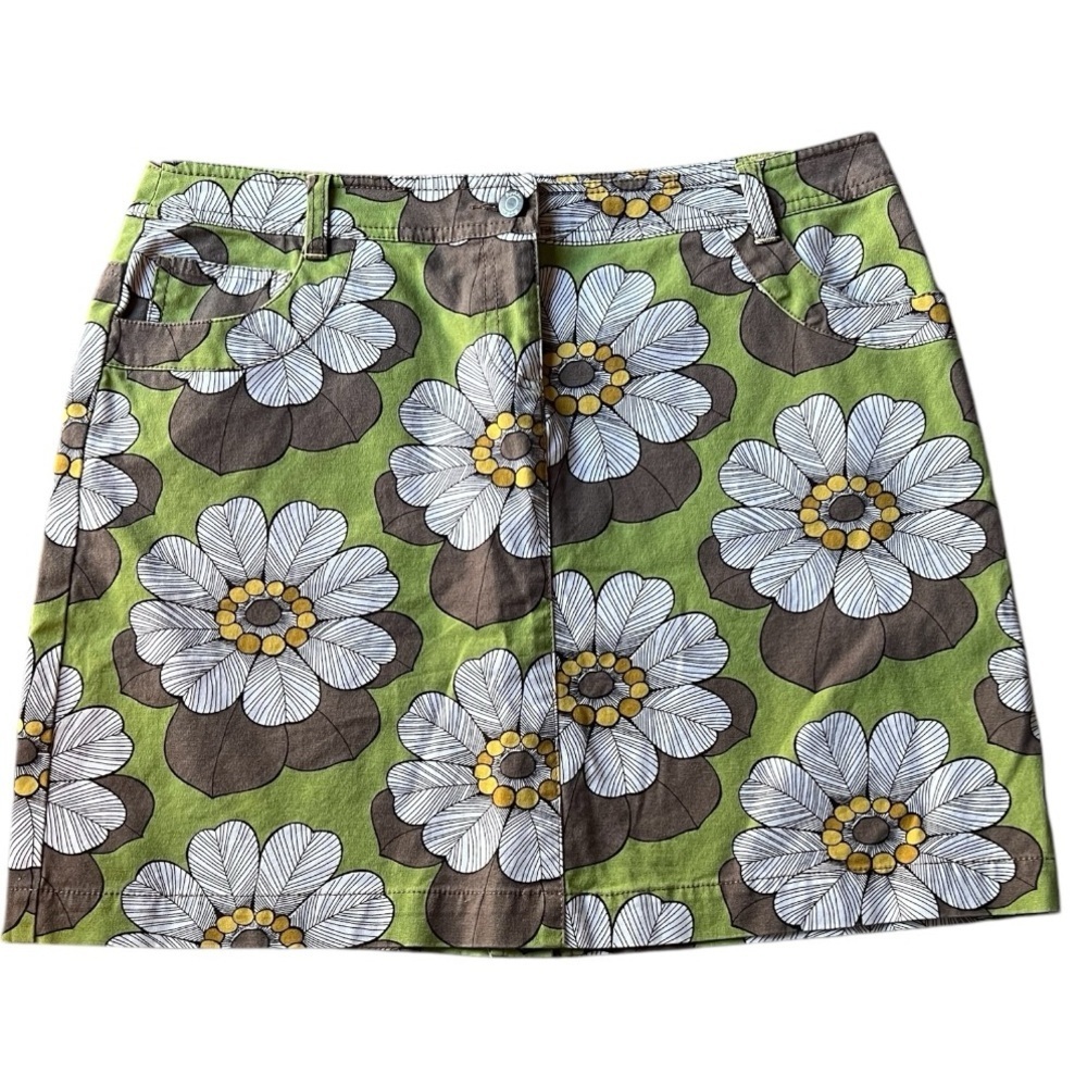 Boden Retro Floral Denim Mini Skirt Size 14R